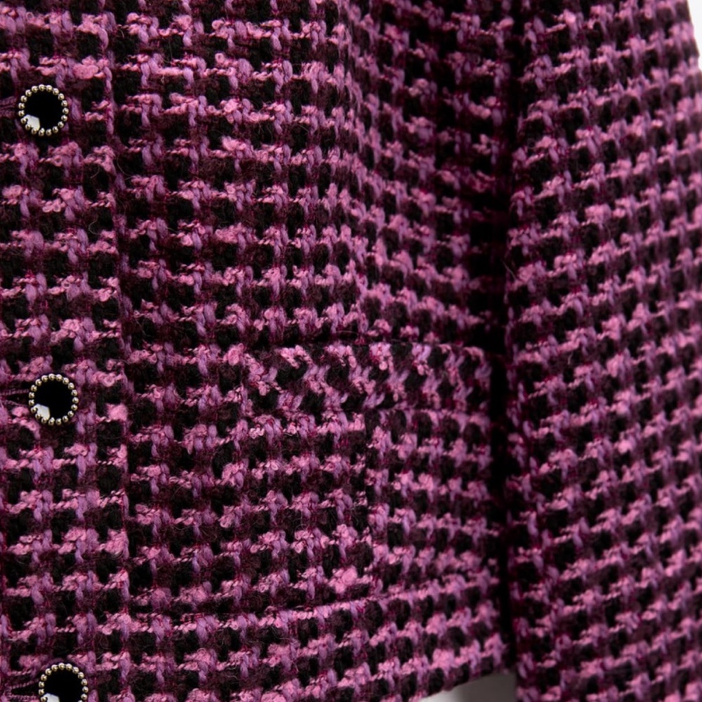 NWT Zara cropped tweed jacket |Zara houndstooth printed jacket Zara twee… - Picture 9 of 9